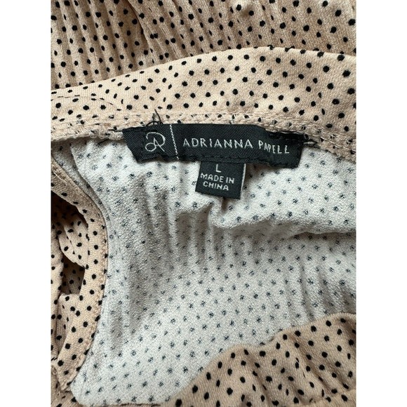 Adrianna Papell Top Womens Large Peach 3/4 Sleeve Button Neck Blouse - Picture 2 of 9